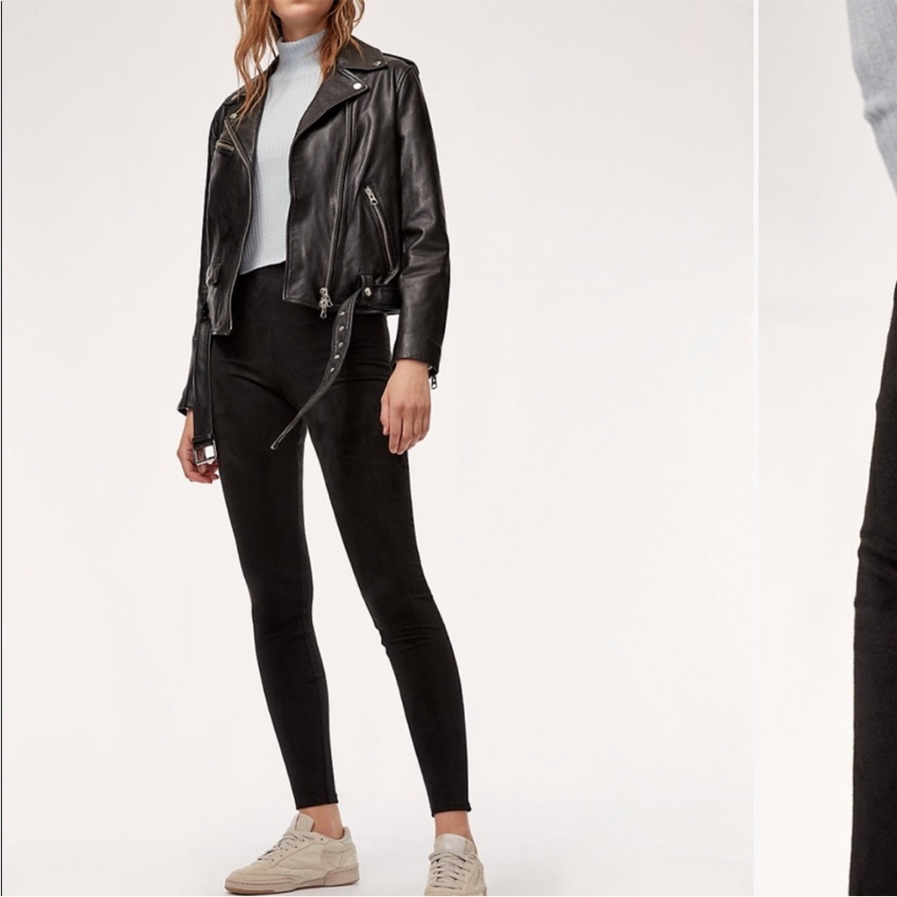 Aritzia Wilfred Free Daria Pant Faux Suede Leggings in black